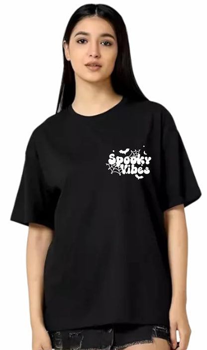 Spooky Vibes Teddy Graphic Oversized T-Shirt