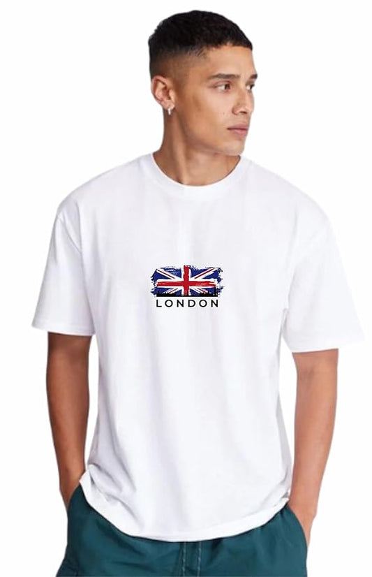 Men’s White “London Union Jack” Graphic T-Shirt – Minimal British Style