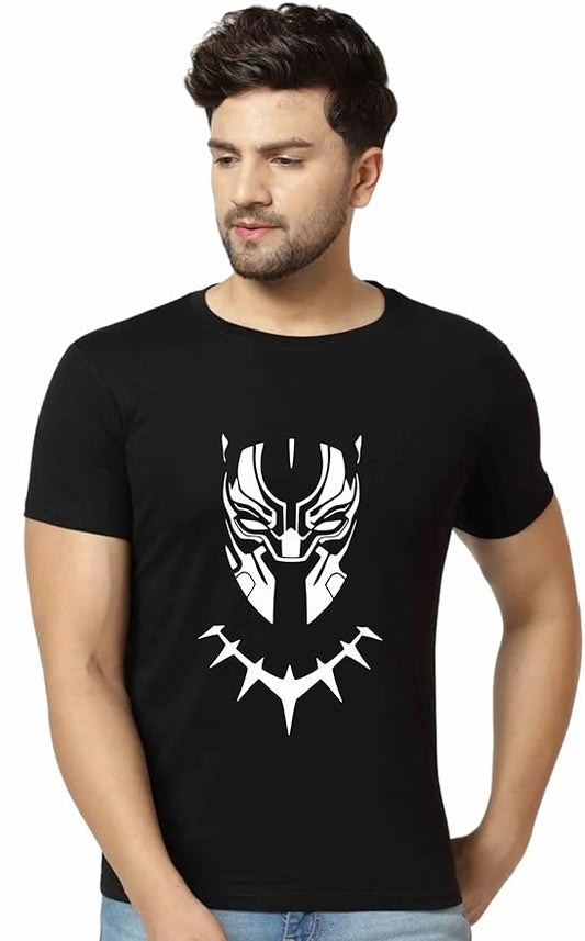 Men’s Black “Black Panther” Graphic Printed T-Shirt – Bold Wakanda Design