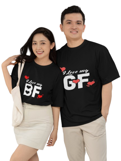 I Love My GF I Love My BF Graphic Print Couple T-Shirts