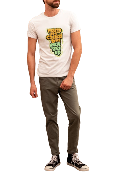 Many Are Called But Few Get Up Graphic Print Men’s T-Shirt – Funny Motivational Cotton Tee