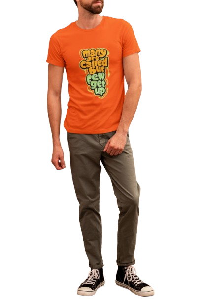 Many Are Called But Few Get Up Graphic Print Men’s T-Shirt – Funny Motivational Cotton Tee
