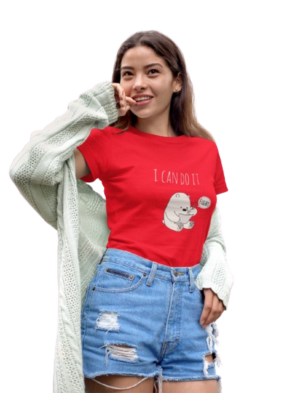 "I Can Do It" Motivational Dino Black T-Shirt