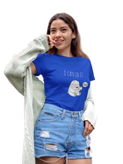 "I Can Do It" Motivational Dino Black T-Shirt