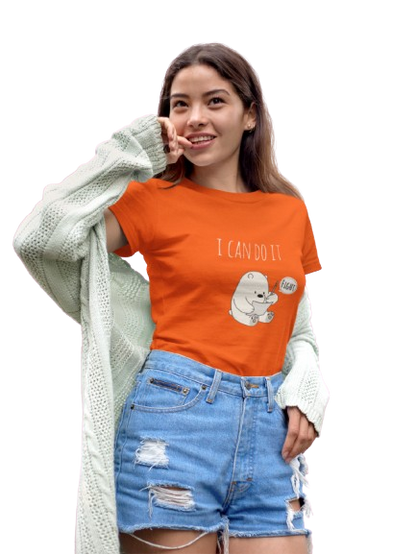 "I Can Do It" Motivational Dino Black T-Shirt