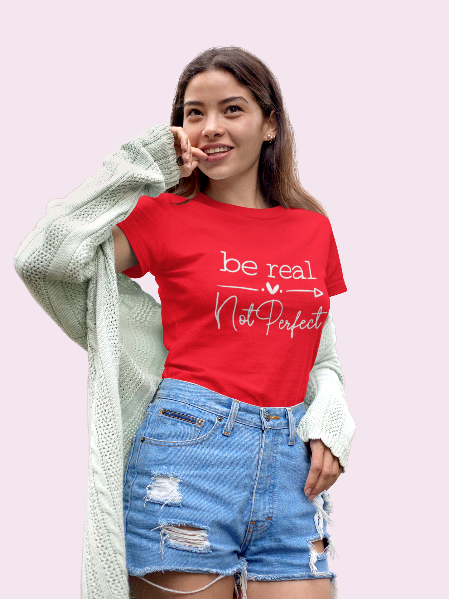 Be Real Not Perfect Graphic Print Women’s T-Shirt – Inspirational Cotton Casual Tee