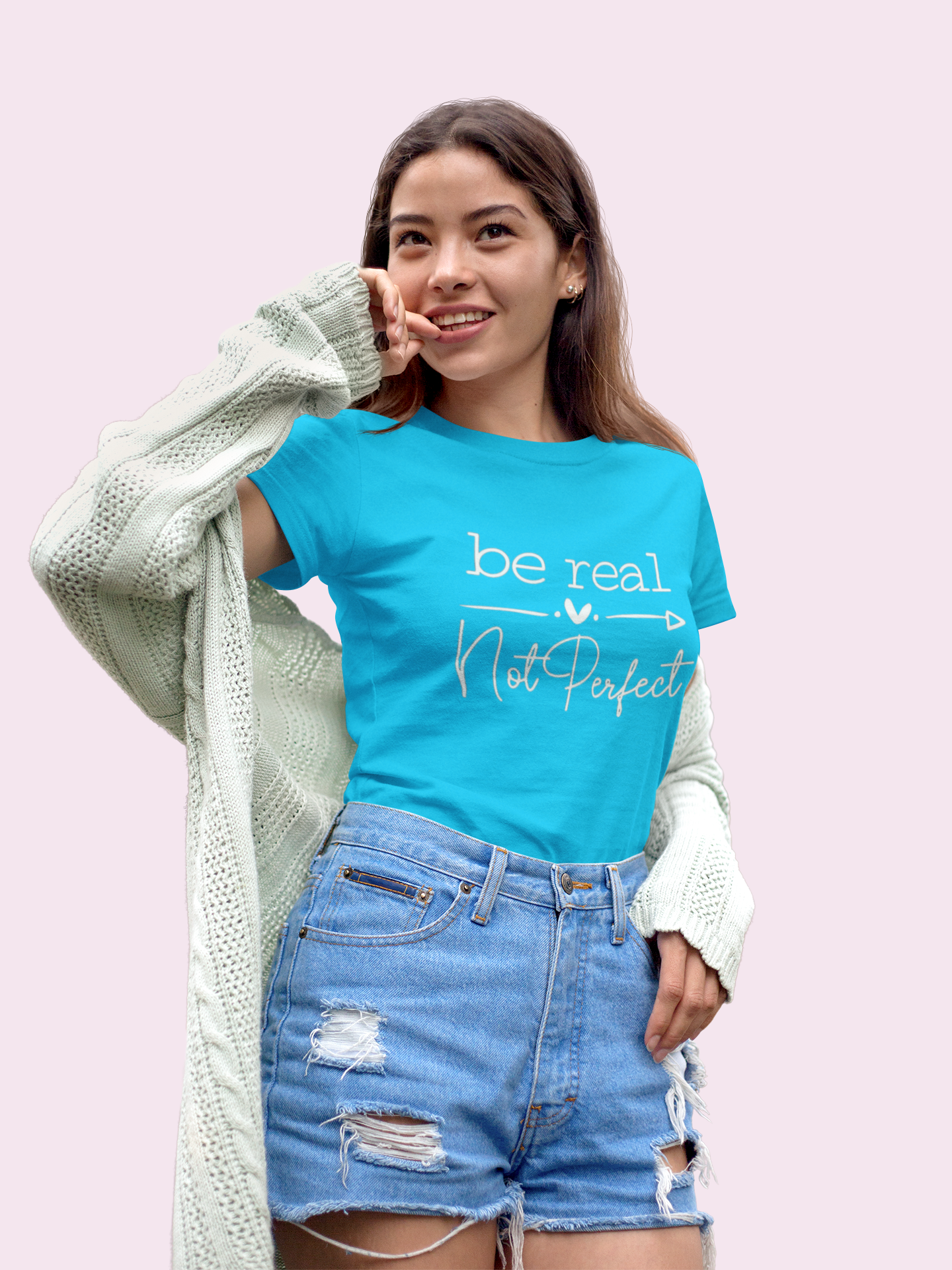 Be Real Not Perfect Graphic Print Women’s T-Shirt – Inspirational Cotton Casual Tee