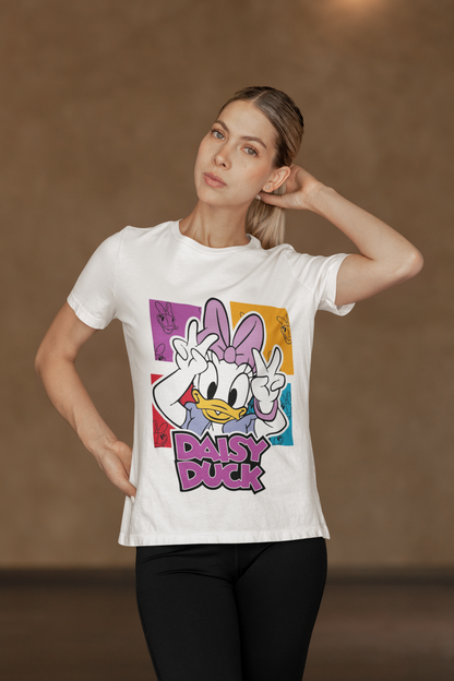 Daisy Duck Pop Art Black T-Shirt