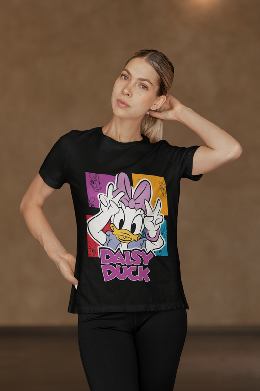 Daisy Duck Pop Art Black T-Shirt