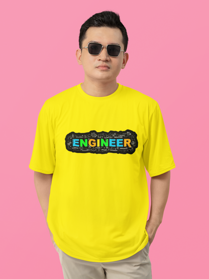Men's Neon Yellow “ENGINEER” Graphic T-Shirt – Tech-Inspired Casual Wear