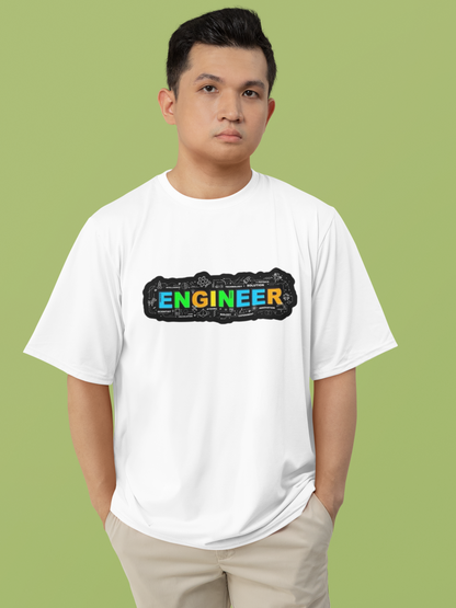 Men's Neon Yellow “ENGINEER” Graphic T-Shirt – Tech-Inspired Casual Wear