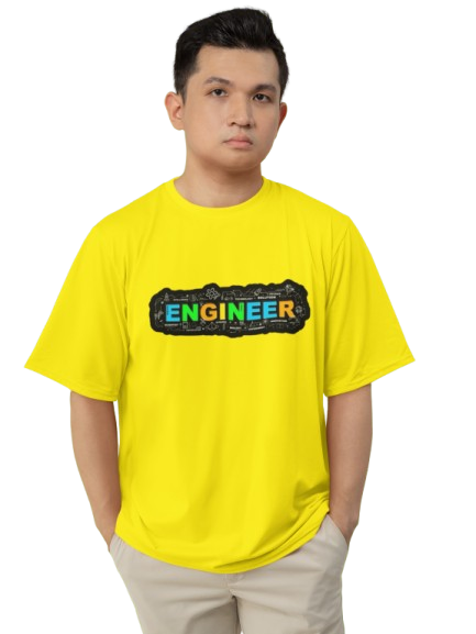 Men's Neon Yellow “ENGINEER” Graphic T-Shirt – Tech-Inspired Casual Wear