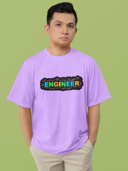 Men's Neon Yellow “ENGINEER” Graphic T-Shirt – Tech-Inspired Casual Wear
