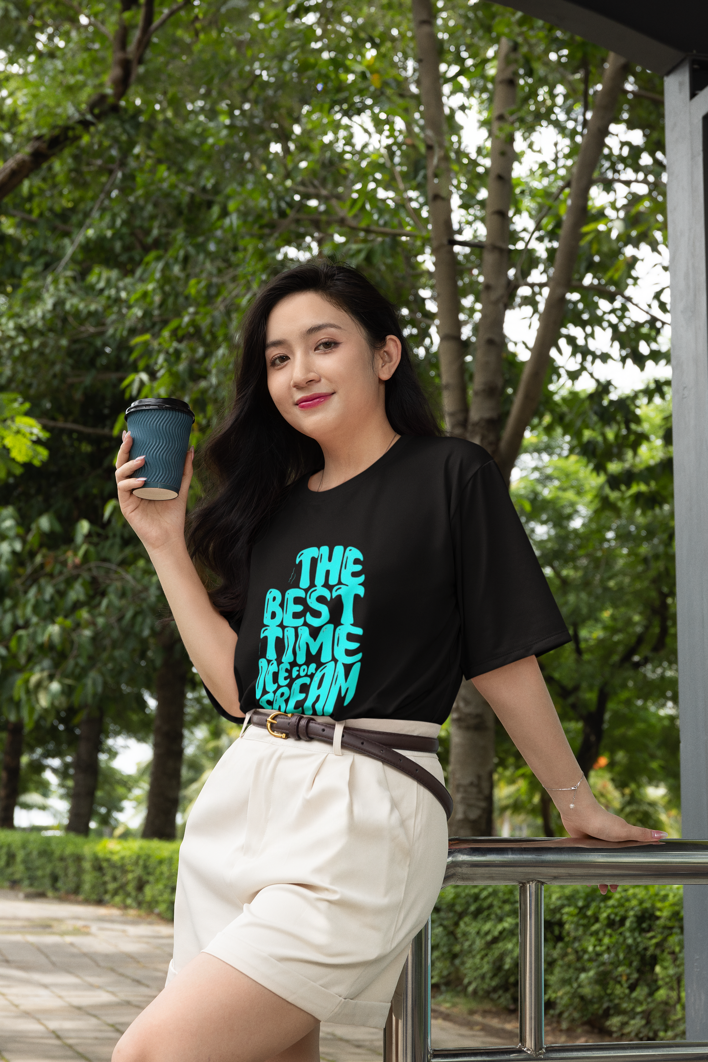 “The Best Time for Ice Cream is Always” Oversized T-Shirt – Royal Blue