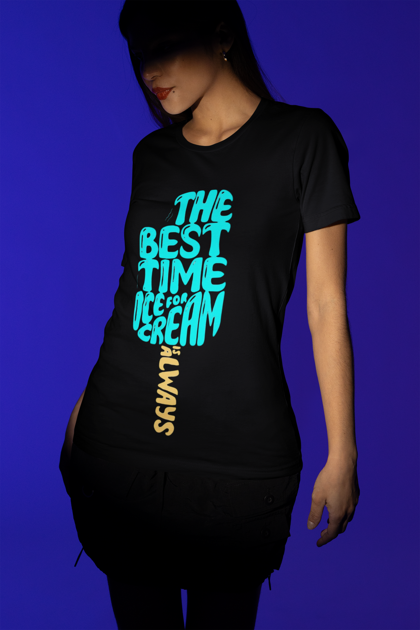“The Best Time for Ice Cream is Always” Oversized T-Shirt – Royal Blue