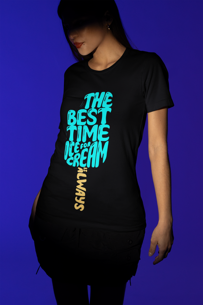 “The Best Time for Ice Cream is Always” Oversized T-Shirt – Royal Blue