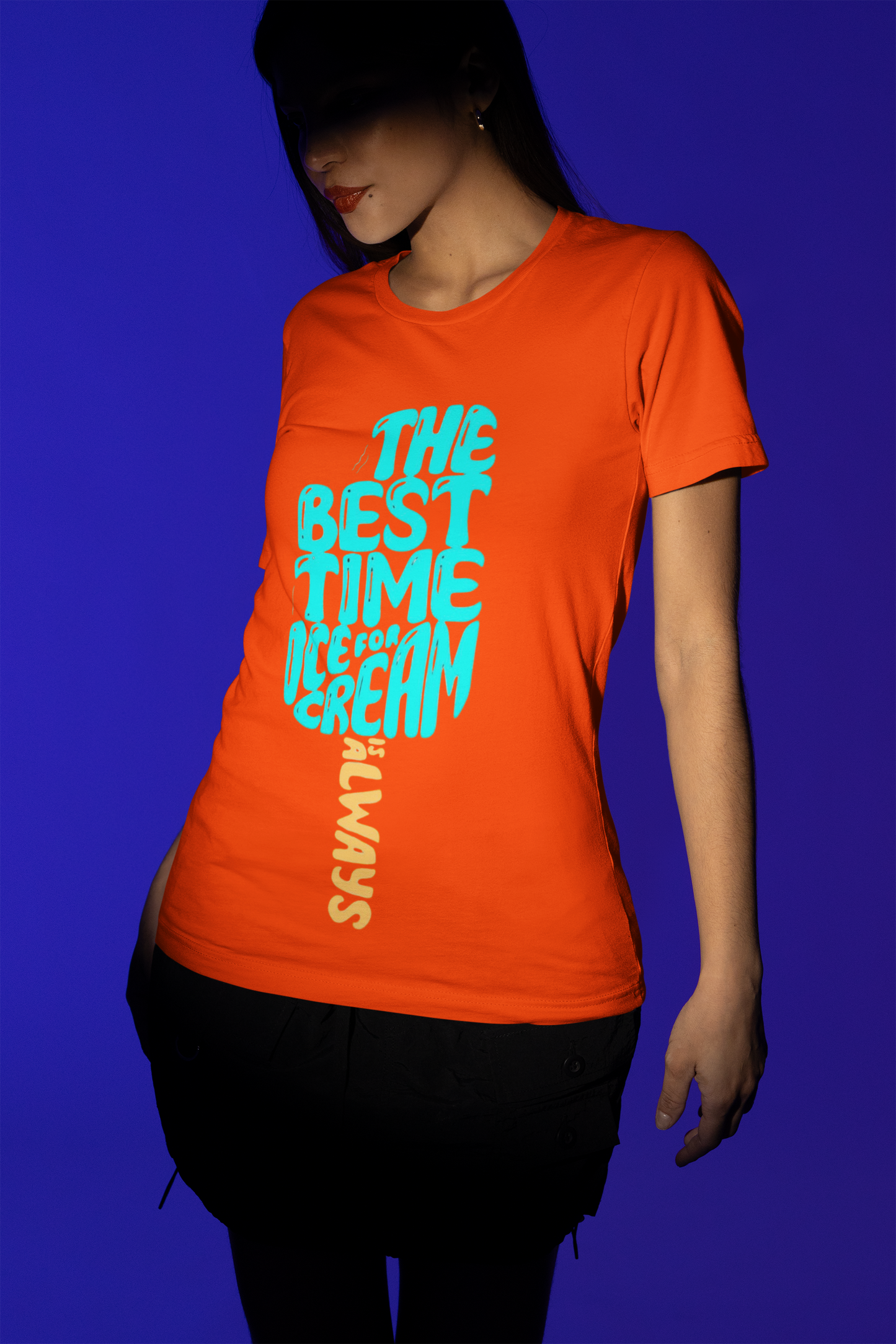“The Best Time for Ice Cream is Always” Oversized T-Shirt – Royal Blue