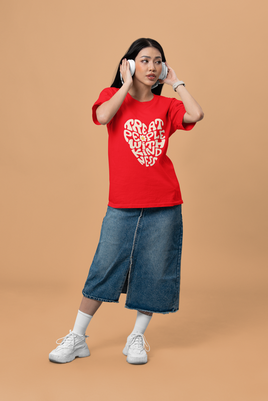 Women’s Red “Treat People With Kindness” Graphic T-Shirt