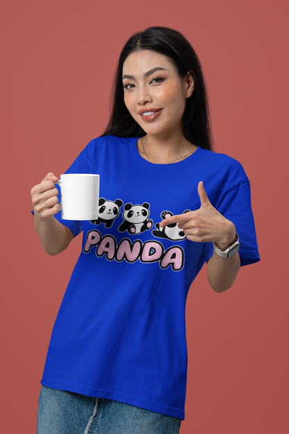 Women’s White “Panda” Cute Cartoon Graphic T-Shirt