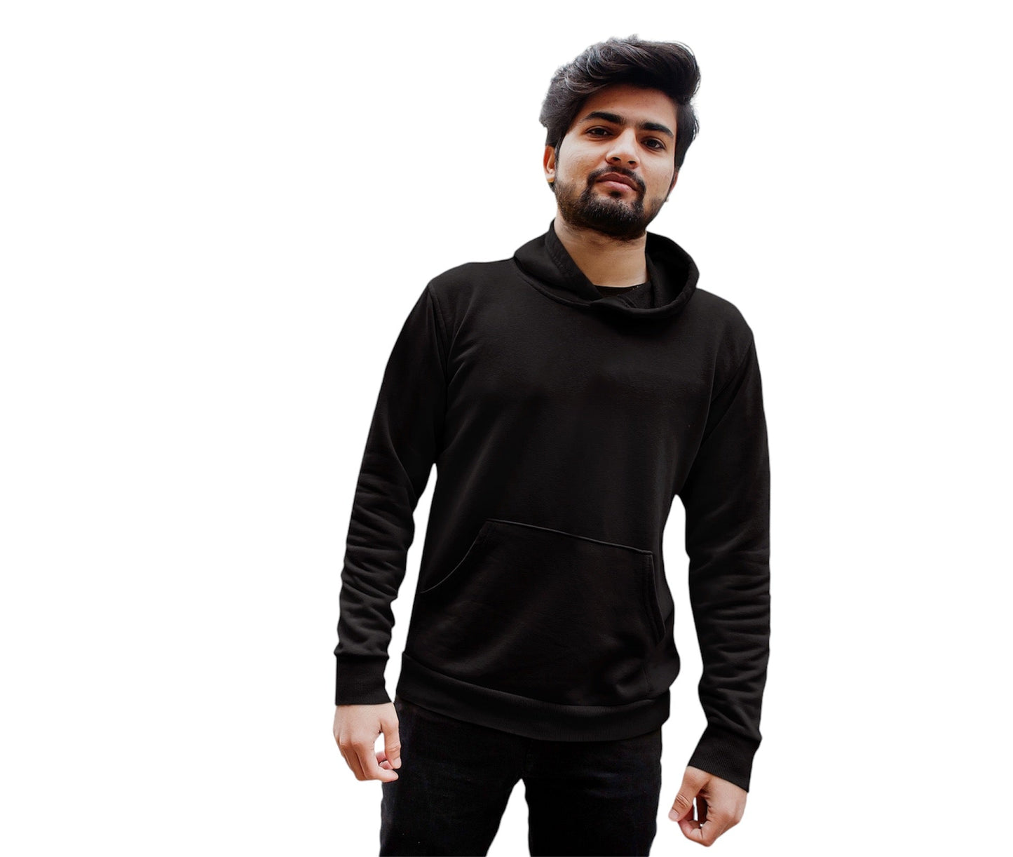 Classic Men's Black Plain Hoodie – Comfortable, Durable, and Timeless