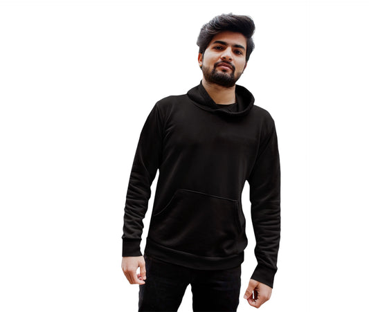 Classic Men's Black Plain Hoodie – Comfortable, Durable, and Timeless