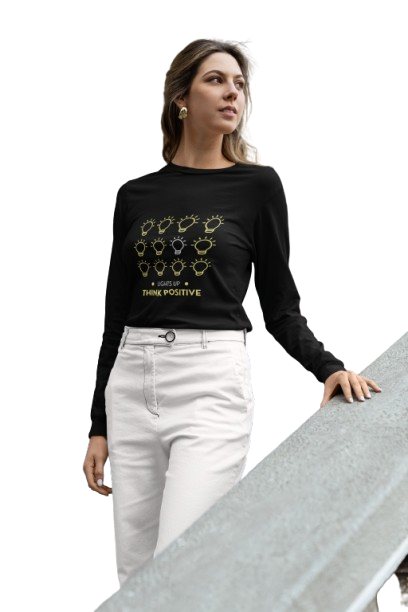 Graphic Print Long Sleeve T-Shirt, Black