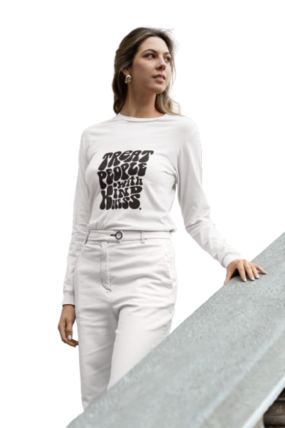 Women's White Printed Graphic Long Sleeve T-Shirt