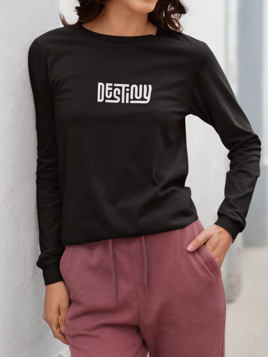 Destiny Typography Graphic Print Women’s T-Shirt – Inspirational Cotton Casual Tee