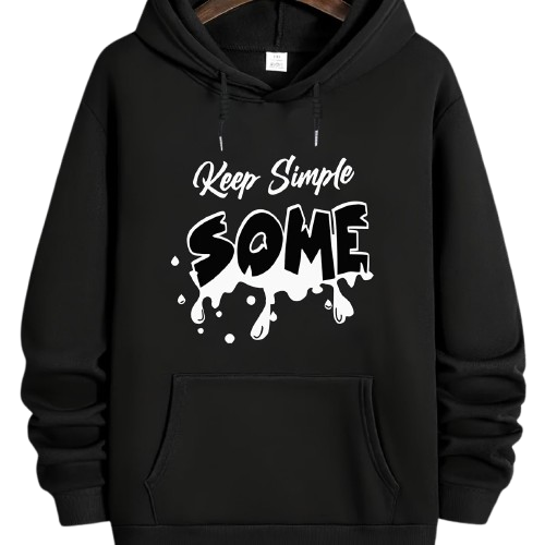 Women's Black Keep Simple Some Printed Hoodie