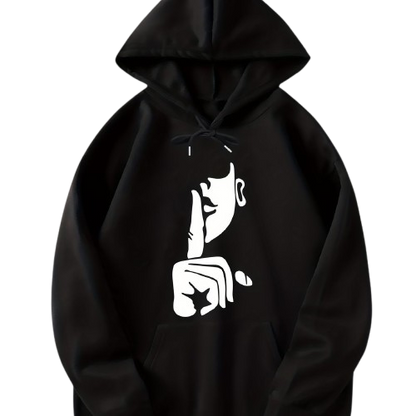 Men's Hooded Sweatshirt with Graphic Print, Black