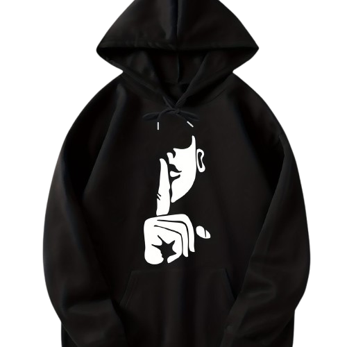 Men's Hooded Sweatshirt with Graphic Print, Black