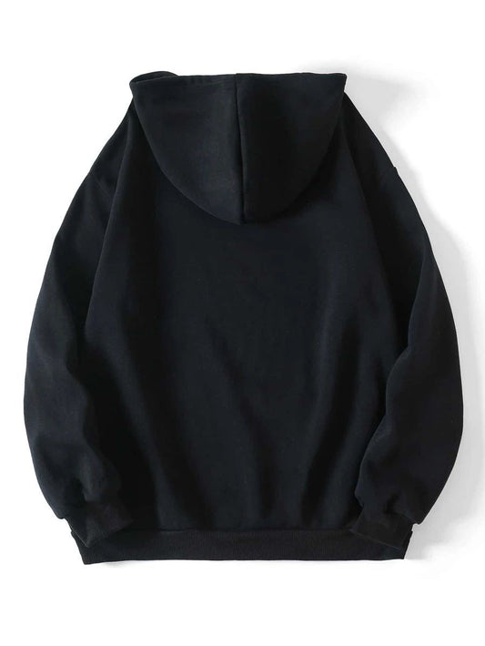 Women's Black Hooded Sweatshirt with Heart Design, Cotton