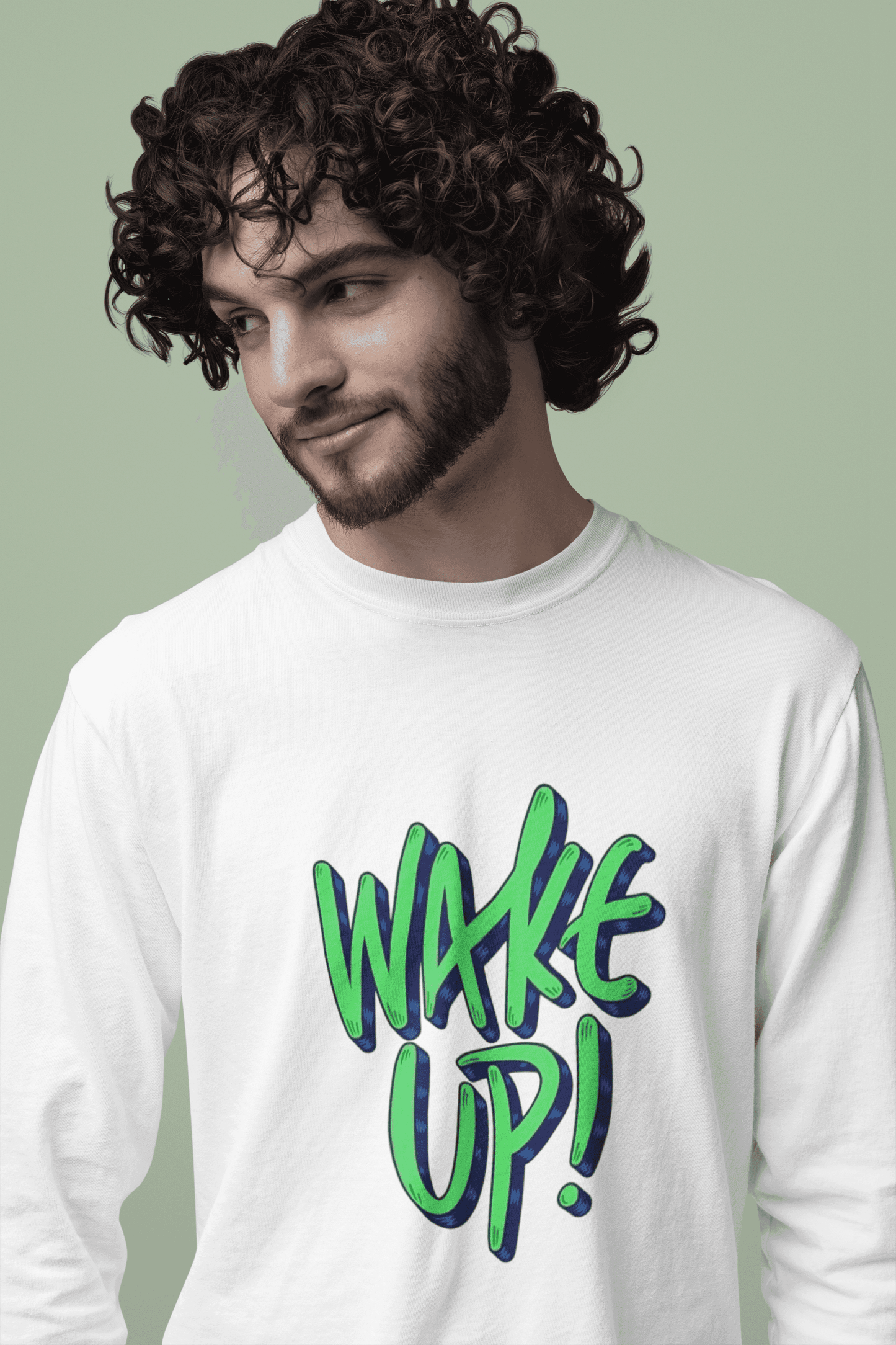 Men's Wake Up Graphic T-Shirt, White, 100% Cotton