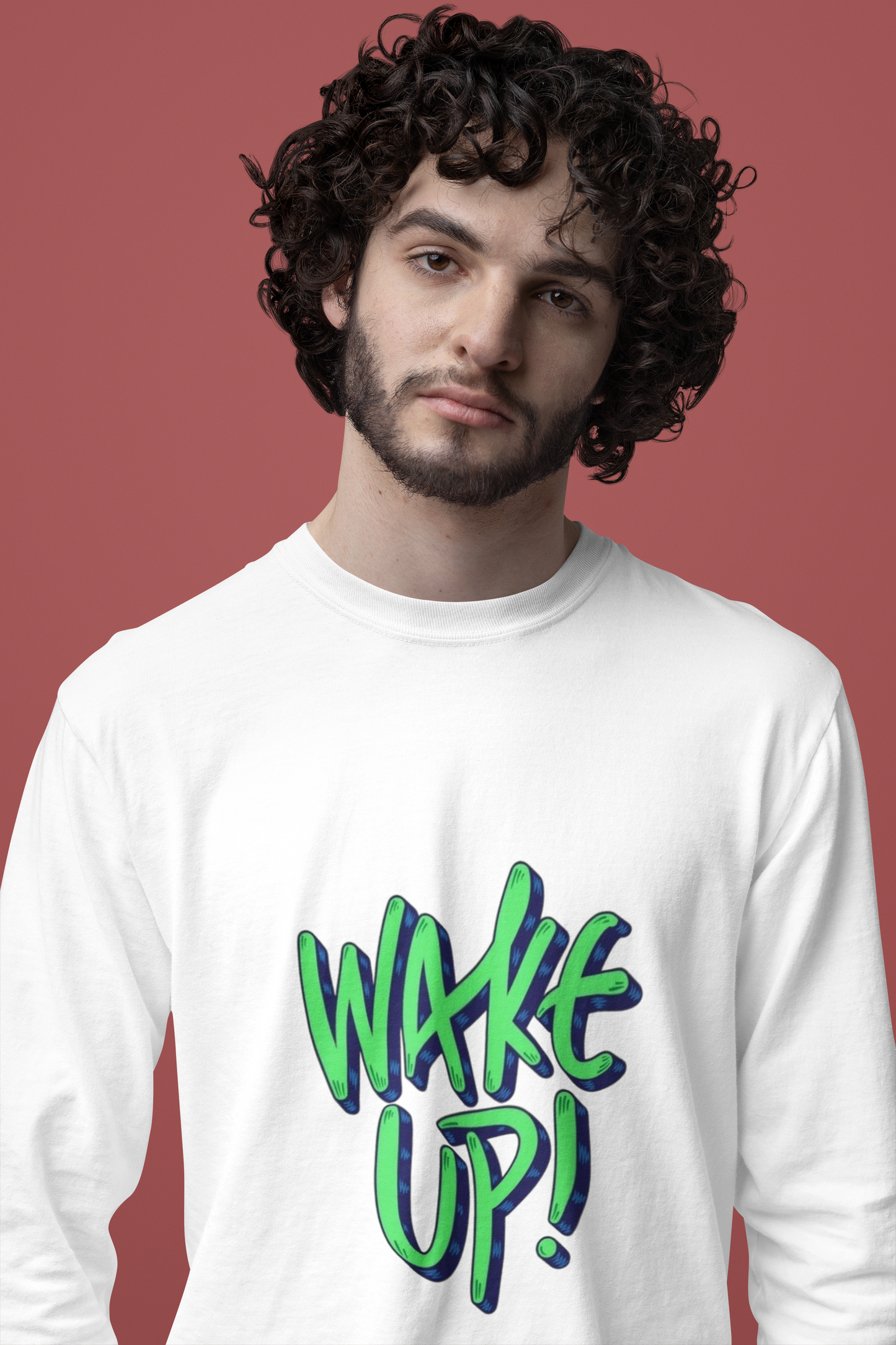 Wake Up Graphic Print Men’s T-Shirt – Motivational Cotton Casual Tee