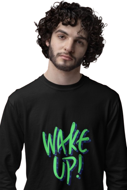 Men's Wake Up Graphic T-Shirt, White, 100% Cotton