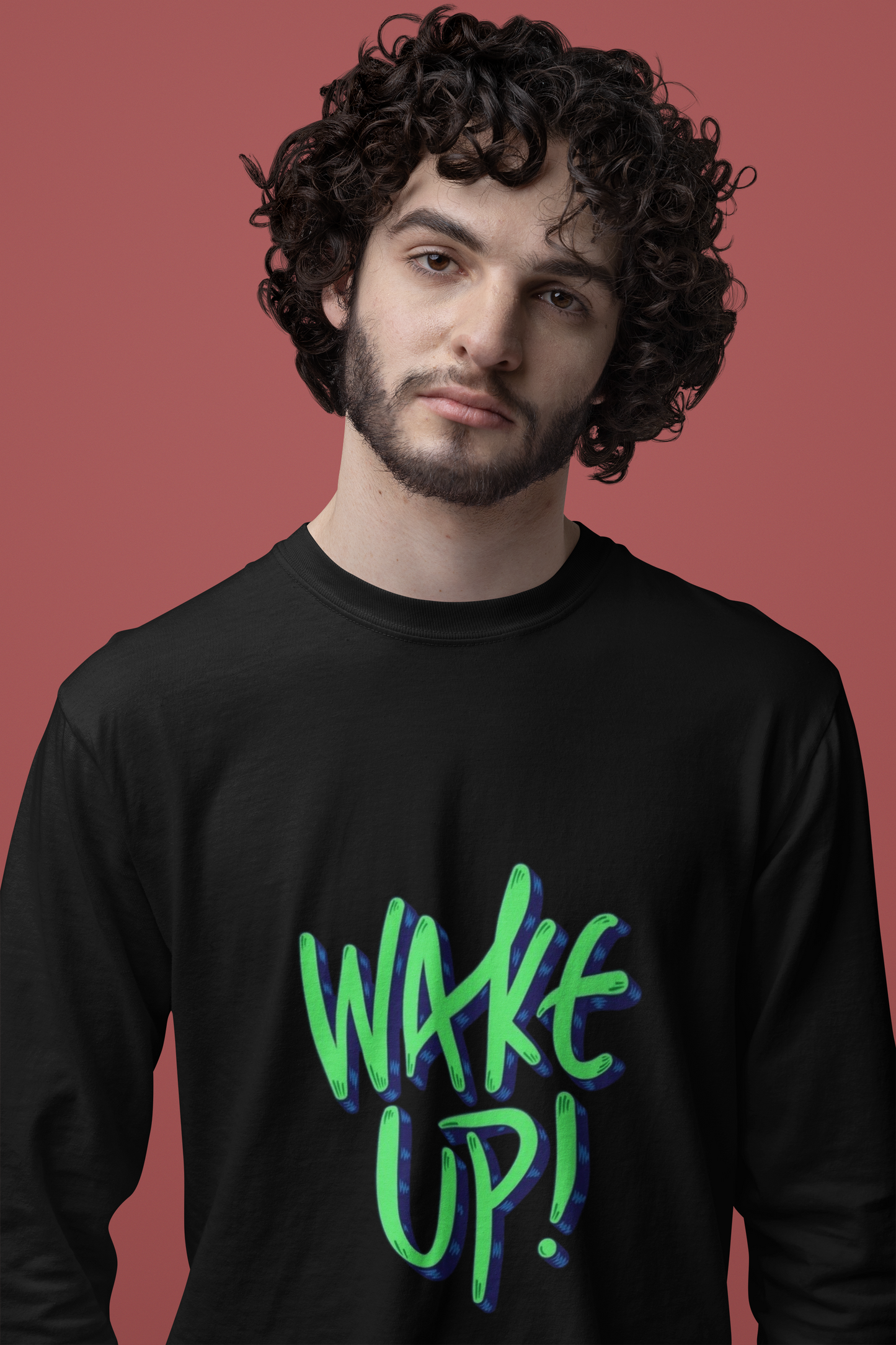 Wake Up Graphic Print Men’s T-Shirt – Motivational Cotton Casual Tee