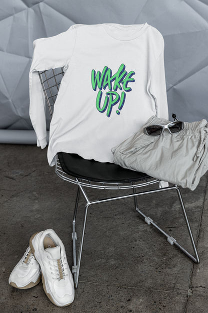 Wake Up Graphic Print Men’s T-Shirt – Motivational Cotton Casual Tee