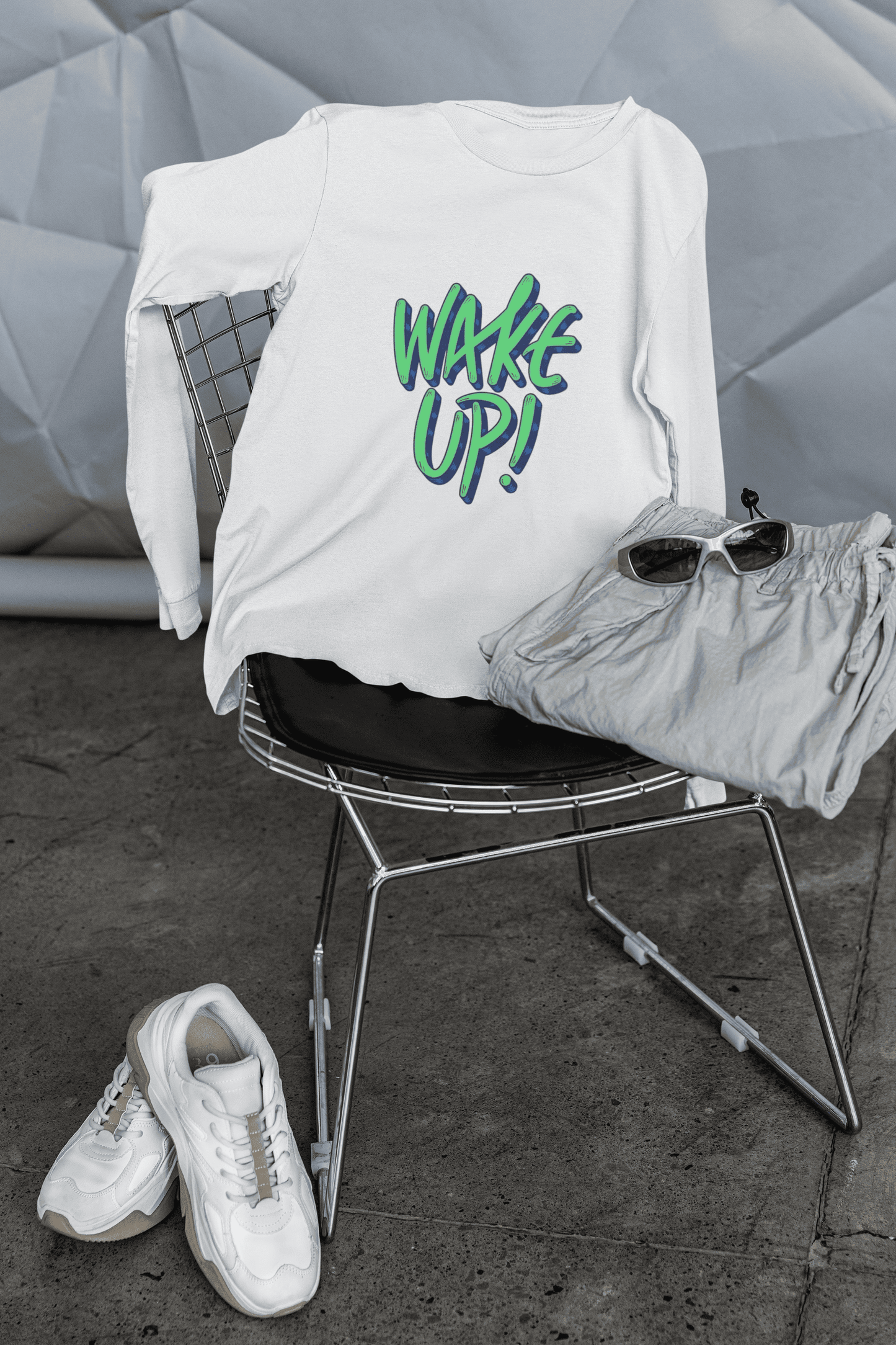 Men's Wake Up Graphic T-Shirt, White, 100% Cotton