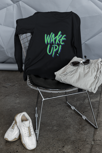 Wake Up Graphic Print Men’s T-Shirt – Motivational Cotton Casual Tee