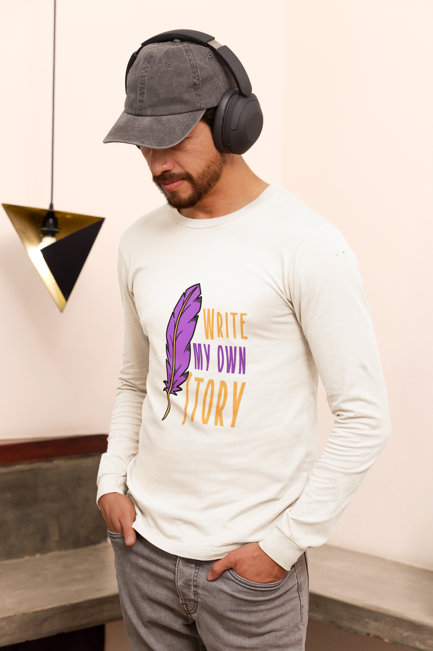 Write My Own Story Graphic Print Men’s T-Shirt – Motivational Cotton Casual Tee