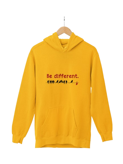 Yellow "Be Different" Graphic Hoodie - Unisex