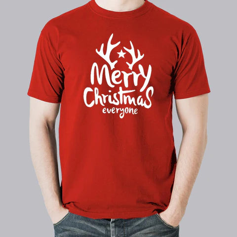 Merry Christmas Graphic Print T-Shirt for Men – Festive Cotton Tee