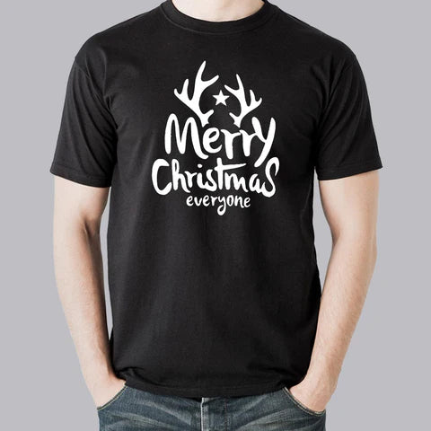 Merry Christmas Graphic Print T-Shirt for Men – Festive Cotton Tee