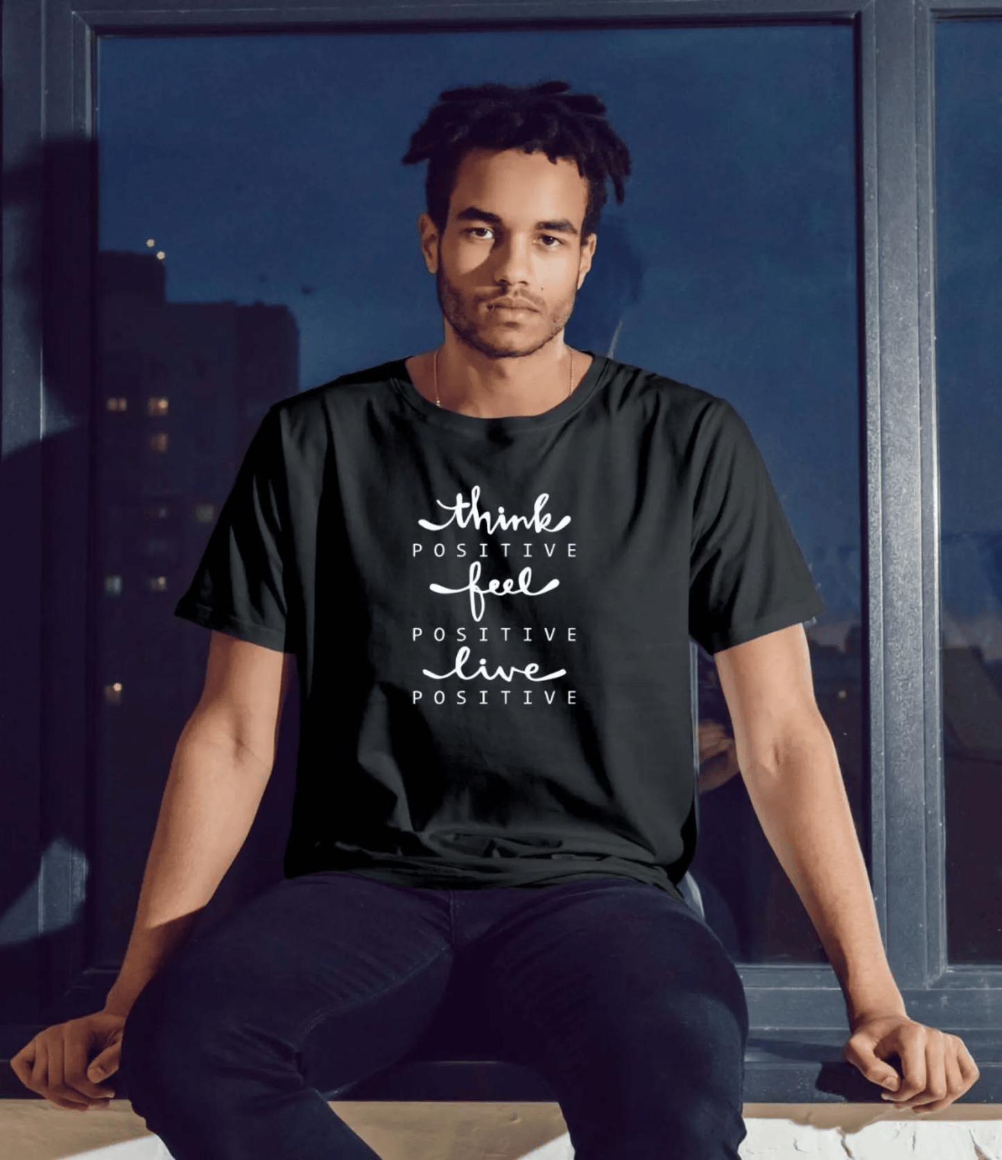 Think Feel Live Graphic Print Men’s T-Shirt – Casual Cotton Wear