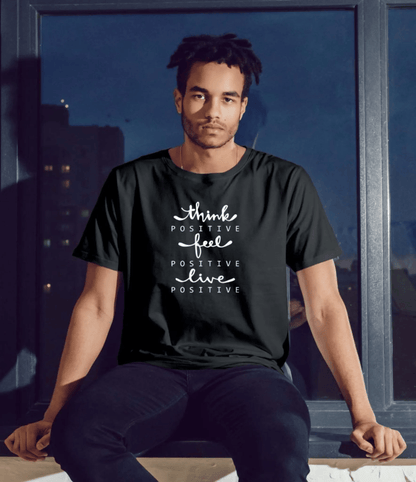 Think Feel Live Graphic Print Men’s T-Shirt – Casual Cotton Wear