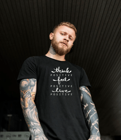 Think Feel Live Graphic Print Men’s T-Shirt – Casual Cotton Wear