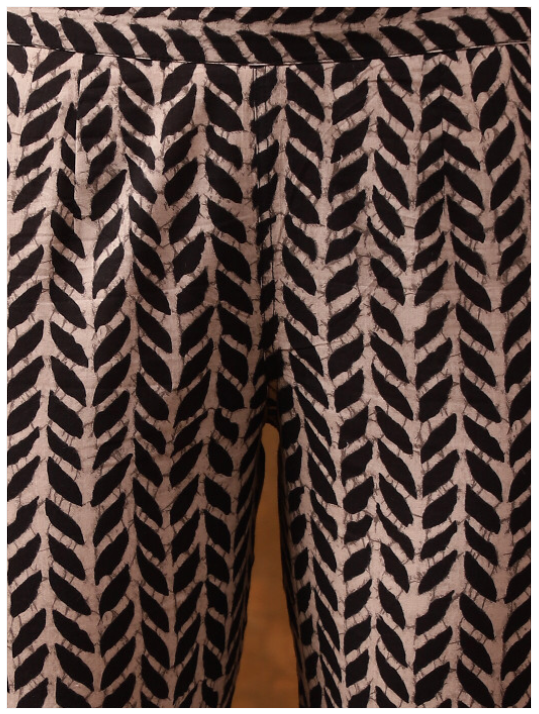 Elegant Black Printed Kurta Set with Dupatta – Timeless Ethnic Grace