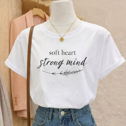 Pd Clori Soft Heart Strong Mind Blue Graphic T-Shirt for Women