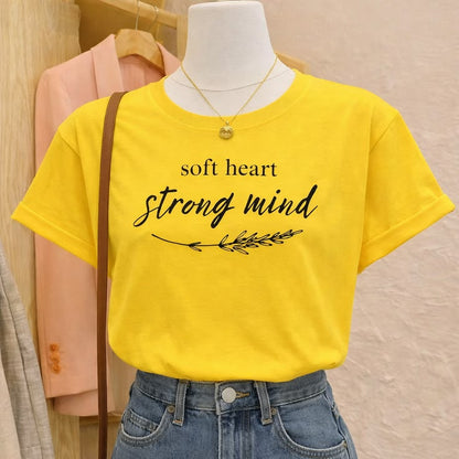 Pd Clori Soft Heart Strong Mind Blue Graphic T-Shirt for Women