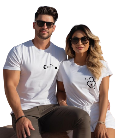 Key & Lock – Minimal Couple Matching T-Shirts
